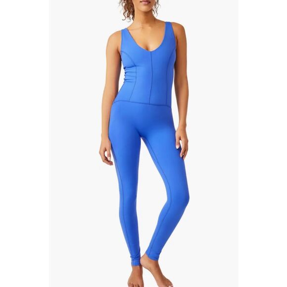 Free People Movement Never Better Jumpsuit Size Large Cobalt Blue NWOT - Picture 1 of 7